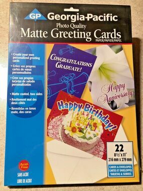 New Georgia-Pacific Photo Quality Matte Greeting Cards 8.5x11 22 Cards/Envelopes